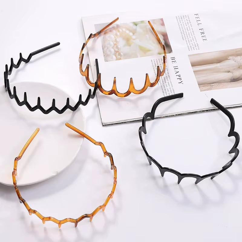 Fashion Wave Headbands for Women Solid Color Toothed Non-Slip Hair Bands Girl Face Wash Sports Hairbands Hair Accessories