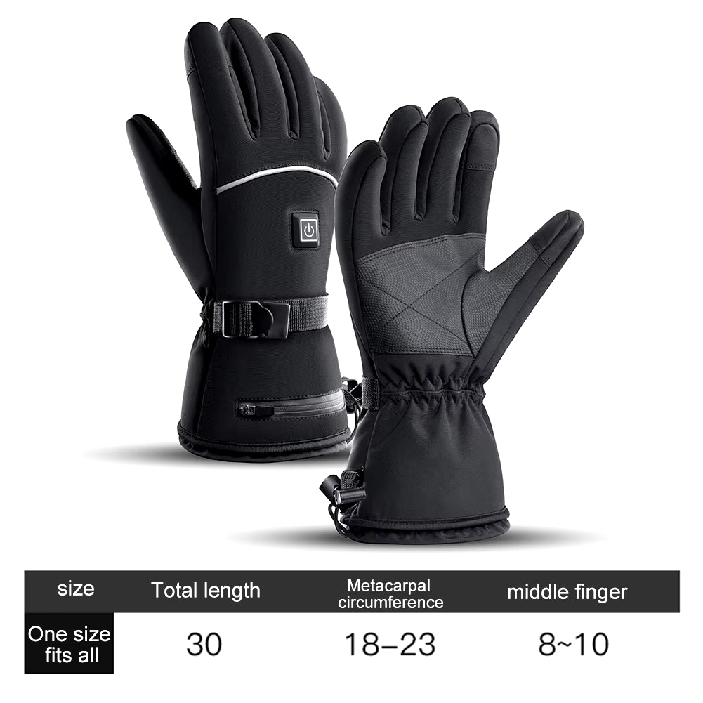 Motorcycle Heated Gloves Battery Powered Electric Heated Gloves Touch Screen Waterproof Thermal Heating Gloves for Outdoor Sport